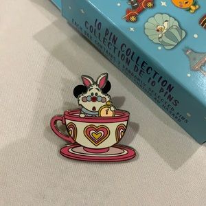 white rabbit in teacup disney pin